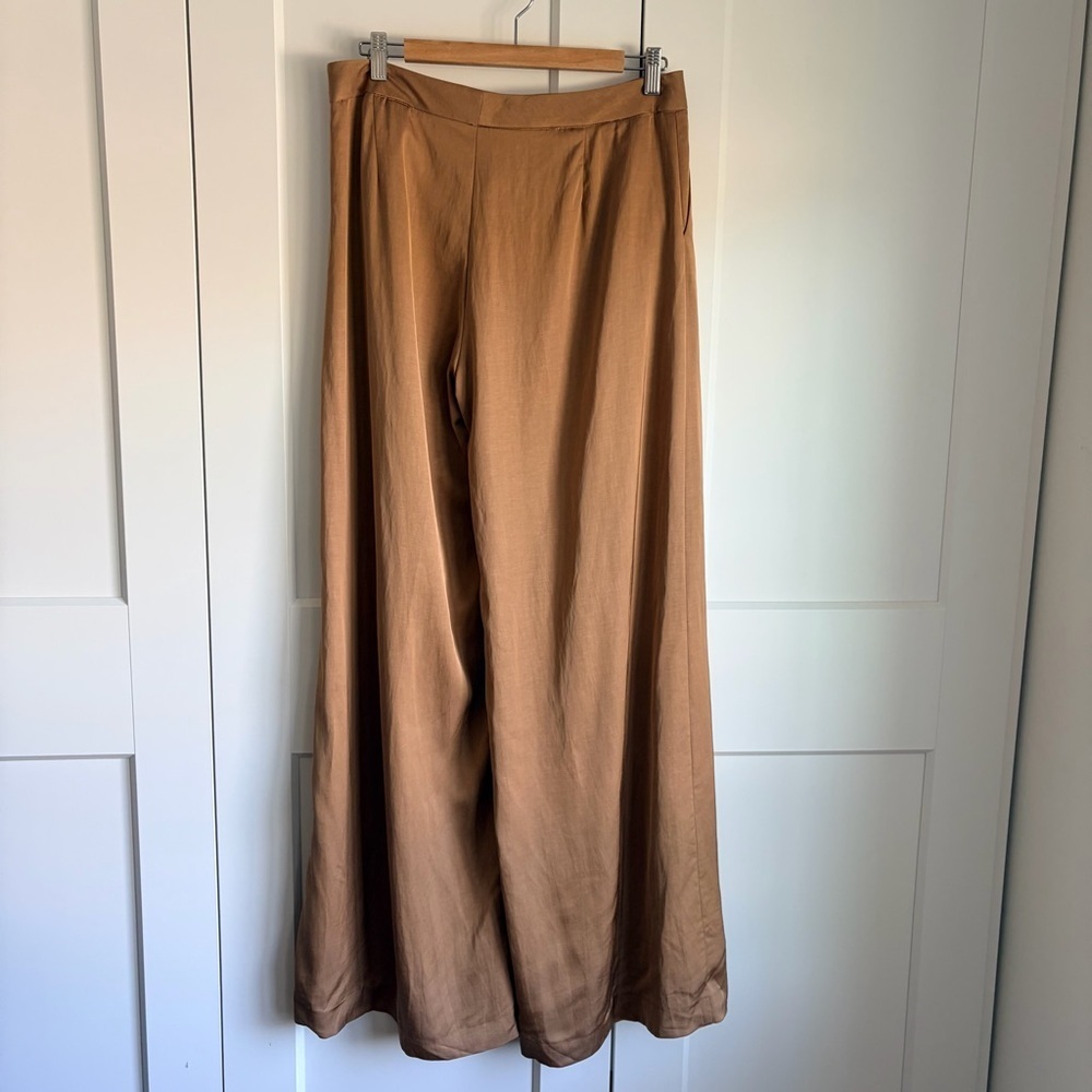 ZARA Caramel Wide Leg Trousers | M - Picture 3 of 4